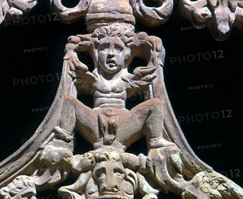 Detail of the traceries of the ogival archs of the Moon Gate in the Knights Cloister, made betwee?