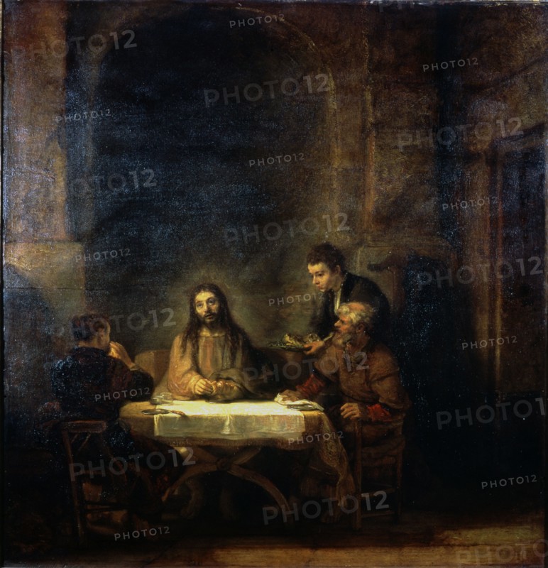 'The Pilgrims of Emmaus', 1648, by  Harmenszoon Rembrandt.