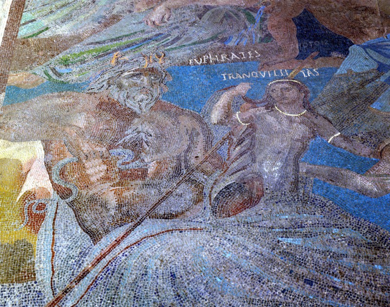 Cosmogonic mosaic representing celestial, terrestrial and aquatic deities. Euphrates and Tranquil?