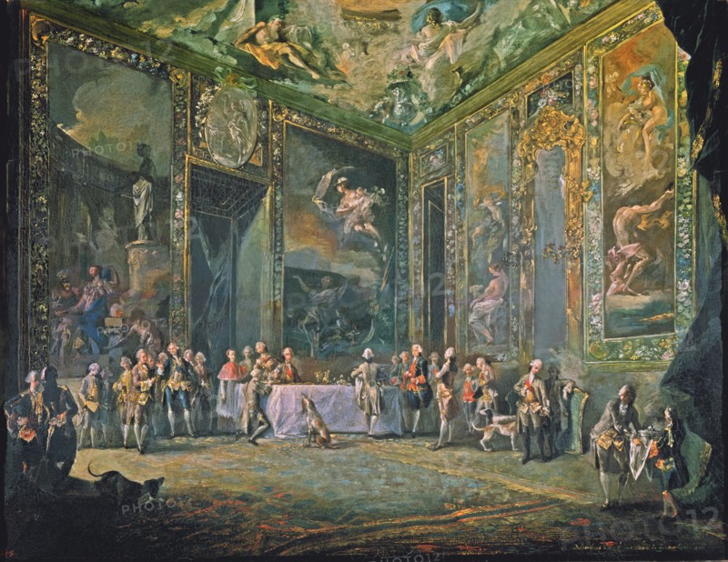 Charles the Third, eating before his court'.