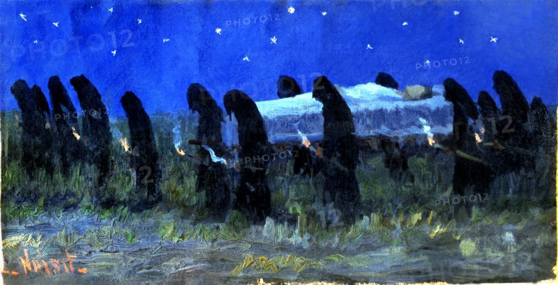 Funerary procession at night', by Modest Urgell.