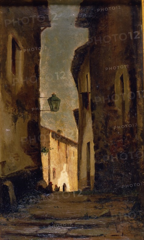 Street of a village' by Modest Urgell.
