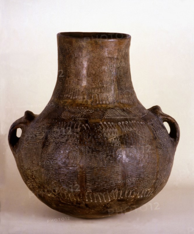 Cardium vessel with decoration in bands, from the Cova de l'Or (Beniarrés, Alicante). Globe shape?