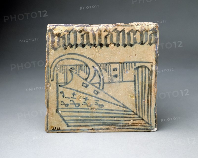 Blue ceramic tile of Manises.