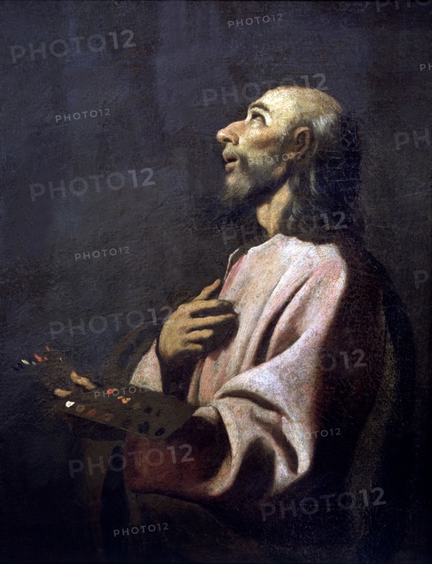 'Saint Luke as a painter before Christ on the Cross', oil painting by Zurbarán, detail, possibly?
