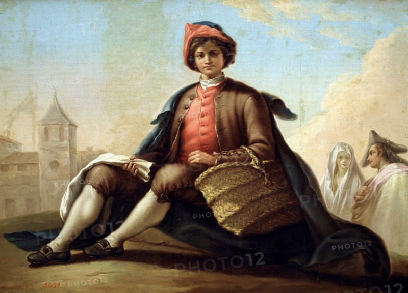The boy with a basket', oil.