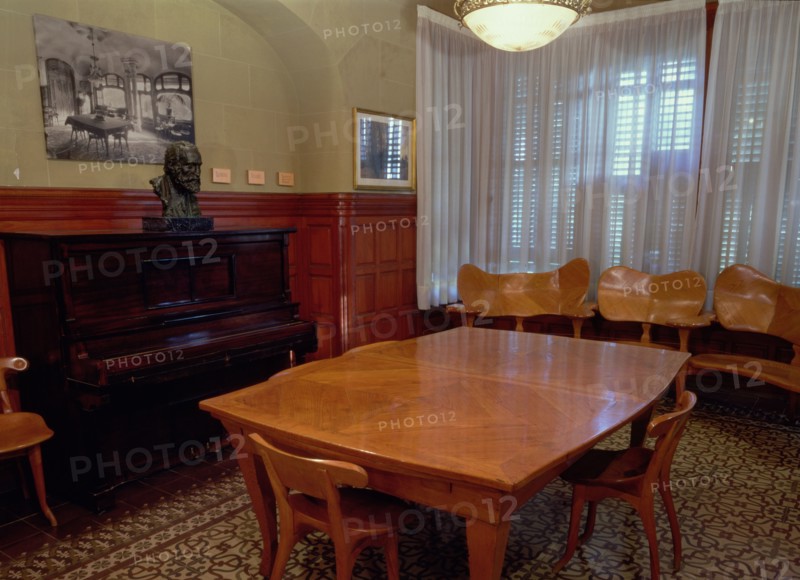 Detail of the dining room of the Casa Batllo, built between 1904 - 1906, designed by Antoni Gaudi.