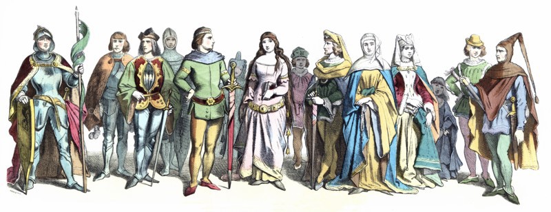 Personages of late 14th and early 15th century, German engraving 1860.