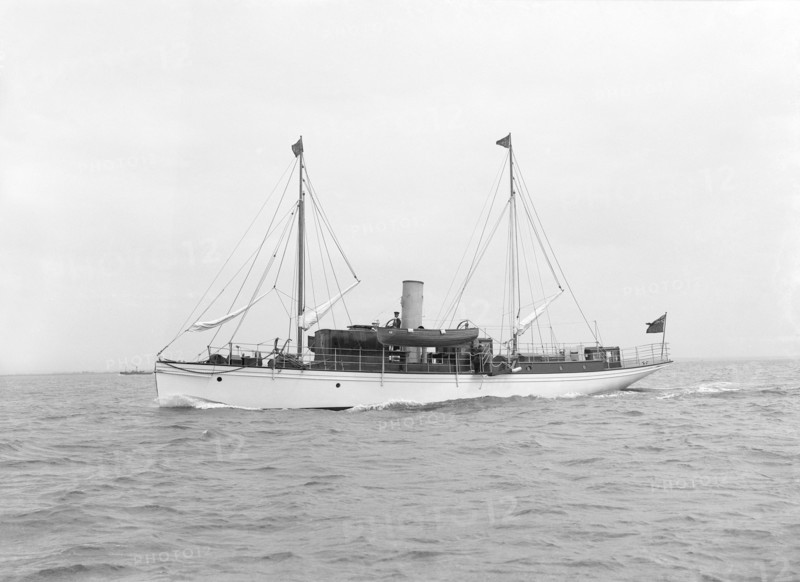 The steam yacht 'Mirel' under way, 1914. Creator: Kirk & Sons of Cowes.