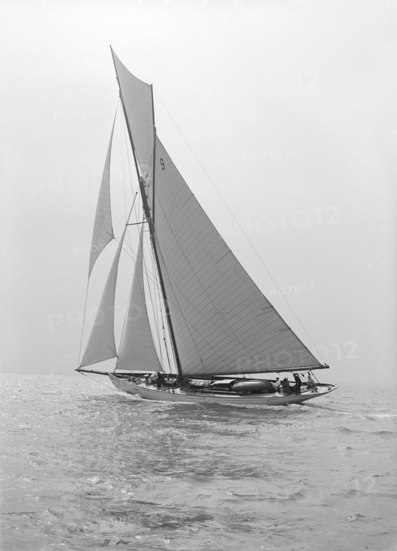 The cutter 'Westwind' sailing close-hauled, 1914. Creator: Kirk & Sons of Cowes.