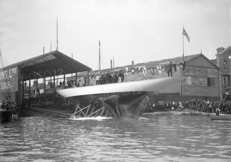 The 19-metre 'Norada' launch from the Camper & Nicholsons boat yard, Gosport, 1911. Creator: Kirk & Sons of Cowes.