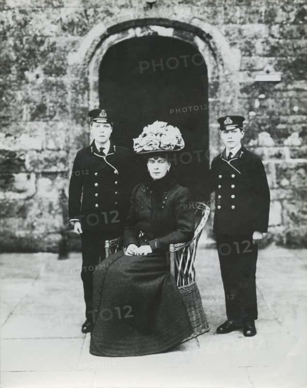 The Princess of Wales with Prince Edward and Prince Albert, Barton Manor, Isle of Wight, 1909. Creator: Kirk & Sons of Cowes.
