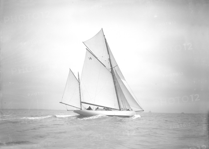 The yawl 'Celia' under way, 1911. Creator: Kirk & Sons of Cowes.