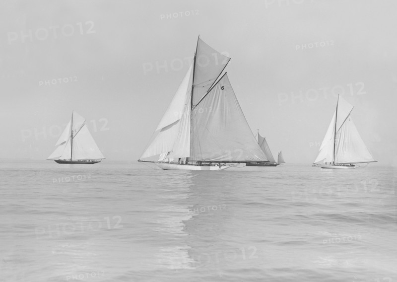 Start of Cowes to Weymouth Race: Carina, Adelaide, Ma'oona, Britannia, 1913. Creator: Kirk & Sons of Cowes.