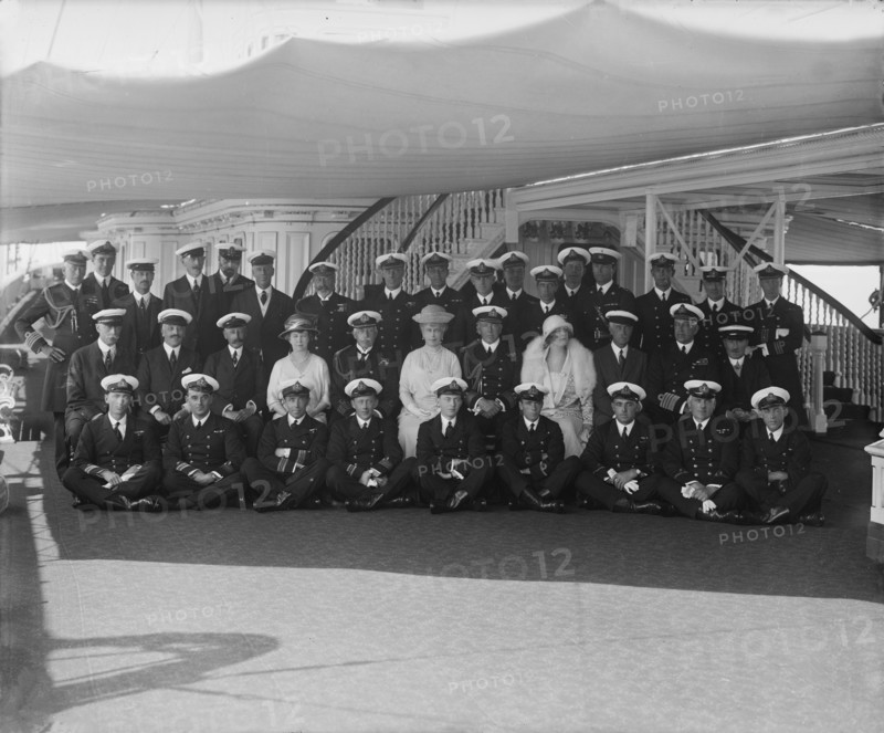 King George V and Queen Mary on board 'HMY Victoria and Albert', 1924. Creator: Kirk & Sons of Cowes.