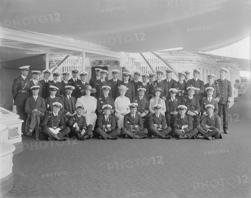 Queen Mary and King George V on board 'HMY Victoria and Albert', 1922. Creator: Kirk & Sons of Cowes.
