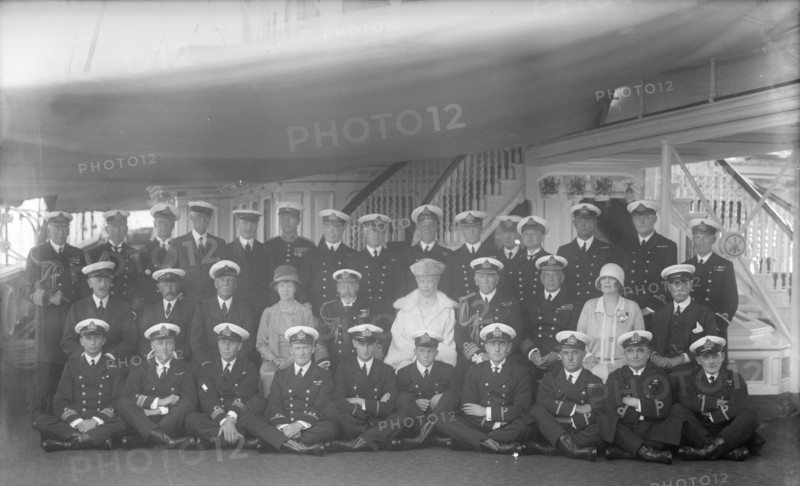 King George V, Queen Mary on board 'HMY Victoria and Albert', 1927. Creator: Kirk & Sons of Cowes.