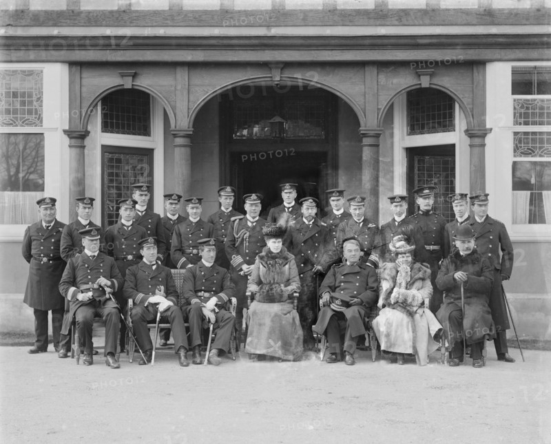 The Prince and Princess of Wales at the Royal Naval College, Osborne, Isle of Wight, c1908. Creator: Kirk & Sons of Cowes.
