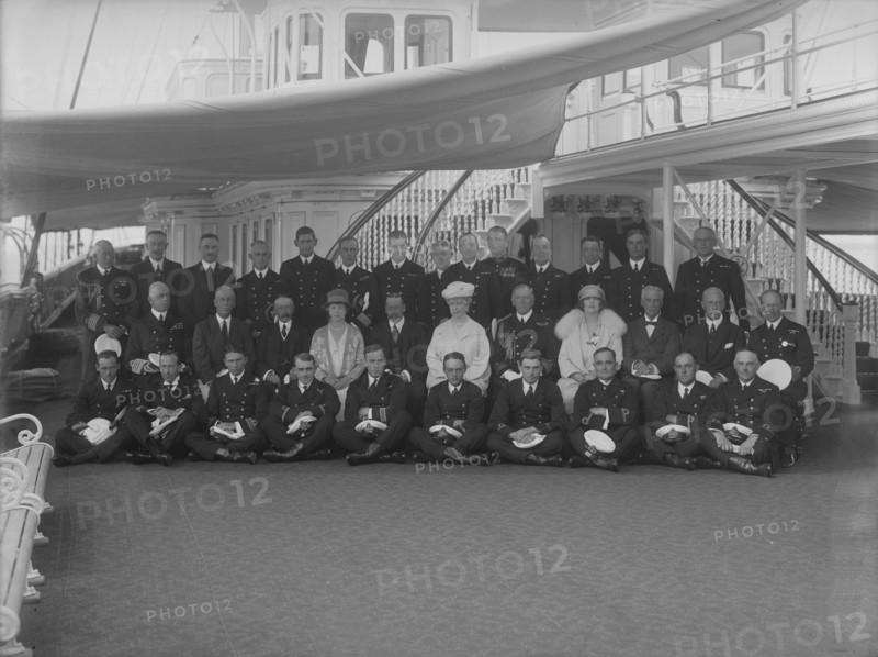 King George V and Queen Mary on board 'HMY Victoria and Albert', 1926. Creator: Kirk & Sons of Cowes.