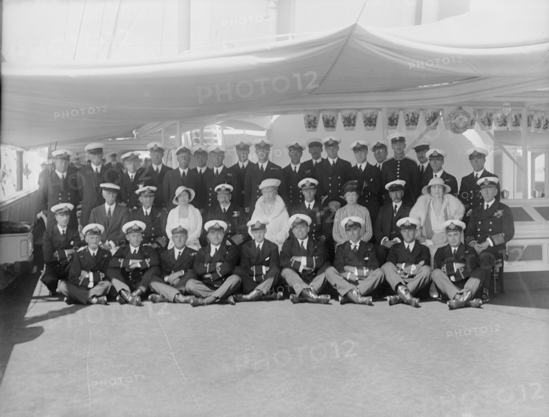 King George V and Queen Mary on board 'HMY Victoria and Albert', 1933.  Creator: Kirk & Sons of Cowes.