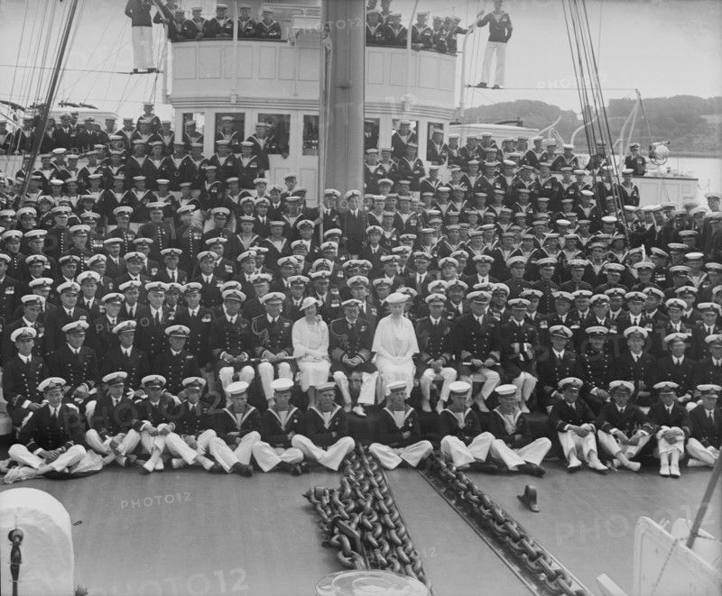 King George V and Queen Mary on board 'HMY Victoria and Albert', 1935. Creator: Kirk & Sons of Cowes.