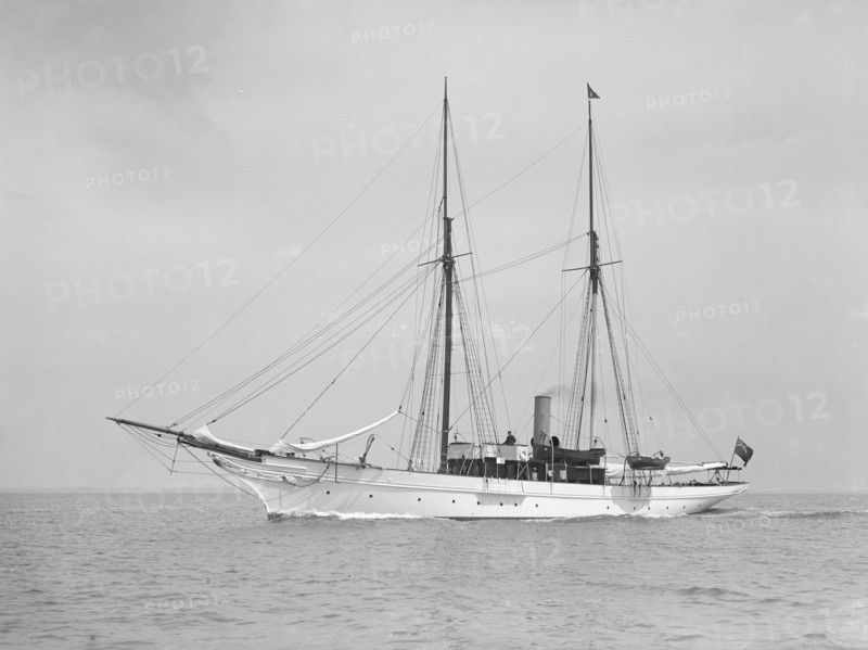 The steam yacht 'Priscilla' under way, 1913. Creator: Kirk & Sons of Cowes.