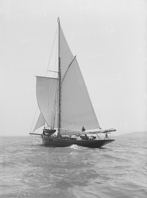 The cutter 'Monara' under sail, 1914. Creator: Kirk & Sons of Cowes.