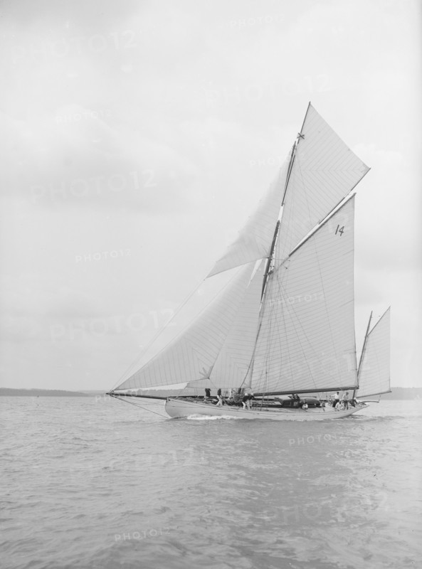 The yawl 'Celia' under way, 1913. Creator: Kirk & Sons of Cowes.