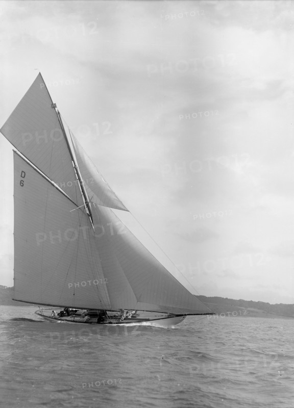 The 15 Metre cutter 'Sophie Elizabeth' sailing close-hauled, 1911.  Creator: Kirk & Sons of Cowes.