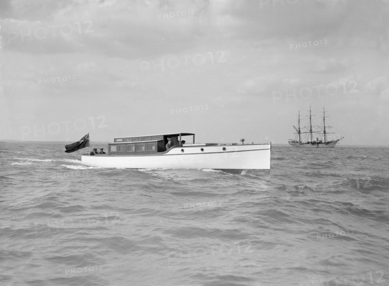 A 45 ft Wolseley cabin launch. Creator: Kirk & Sons of Cowes.