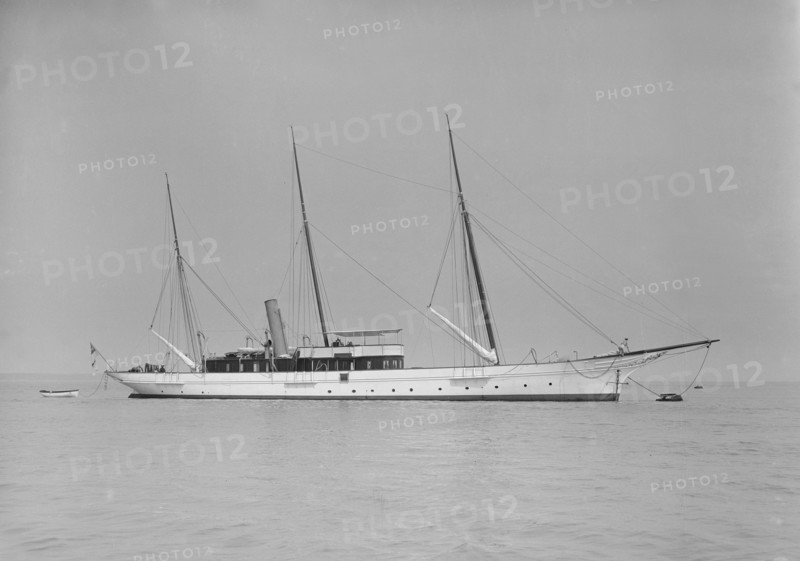 The three mast steam yacht 'Aries', 1911. Creator: Kirk & Sons of Cowes.