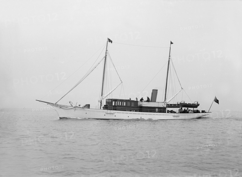 The 49 ton steam yacht 'Nordissa' under way, 1914. Creator: Kirk & Sons of Cowes.