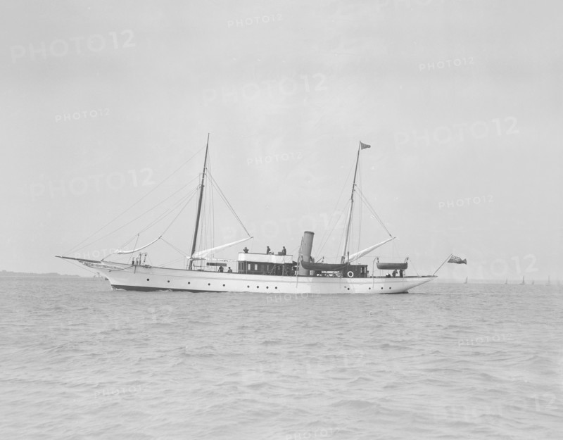 The steam yacht 'Titania' under way, 1911. Creator: Kirk & Sons of Cowes.