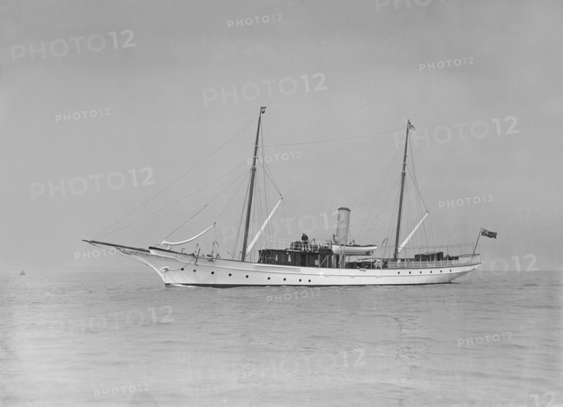 The steam yacht 'Branwyn' under way, 1911. Creator: Kirk & Sons of Cowes.