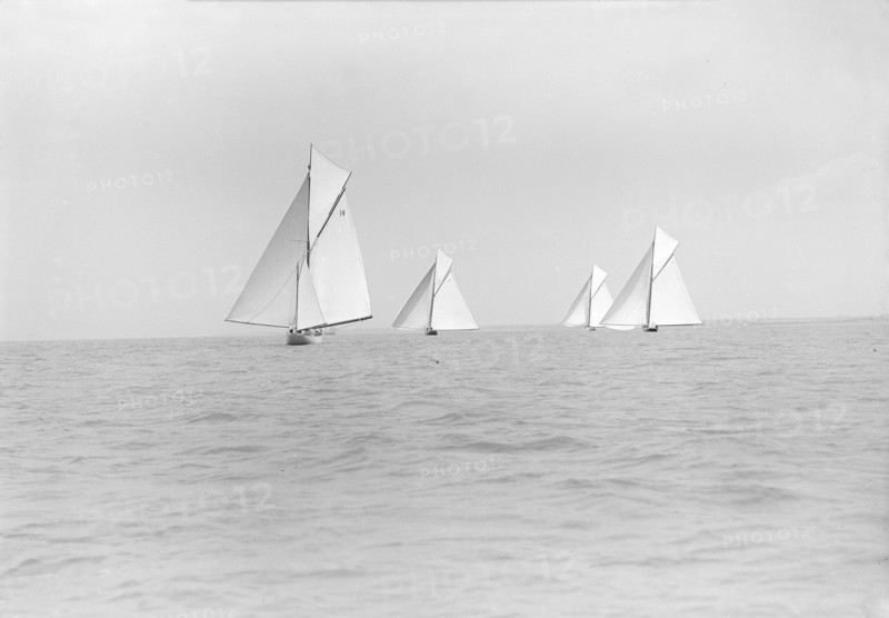 Group of cruisers on Cowes to Weymouth race, 1913. Creator: Kirk & Sons of Cowes.