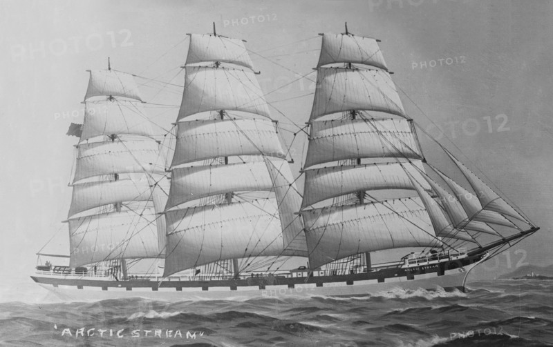 Painting of three masted cargo schooner 'Arctic Stream'. Creator: Kirk & Sons of Cowes.