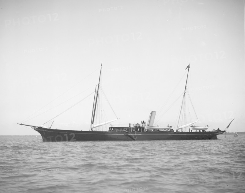 The steam yacht 'Boadicea' at anchor. Creator: Kirk & Sons of Cowes.