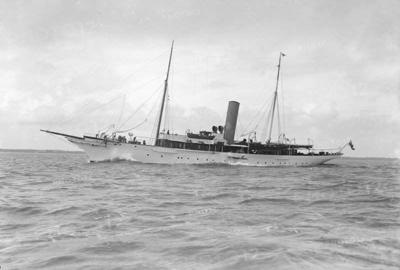 The 445 ton steam yacht 'Vanessa' under way,1912. Creator: Kirk & Sons of Cowes.