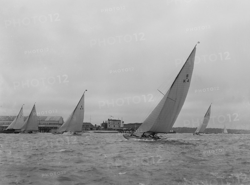 The 6 Metre sailing yacht 'Margaret' (K14) sailing close-hauled, 1921. Creator: Kirk & Sons of Cowes.