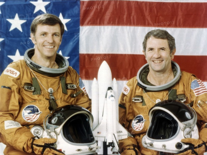 Astronauts Joe Engle and Richard Truly, second Space Shuttle flight, November 1981.  Creator: NASA.