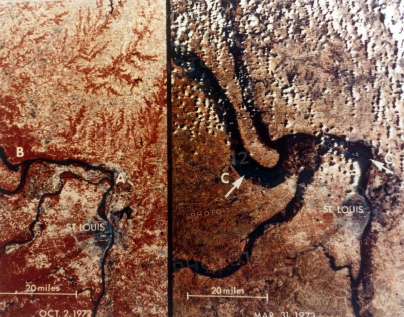 Earth from space - the Mississippi River and St Louis, USA, c1980s. Creator: NASA.
