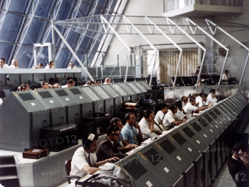 Launch Control Center in the John F Kennedy Space Center, Florida, USA, July 1969.  Creator: NASA.