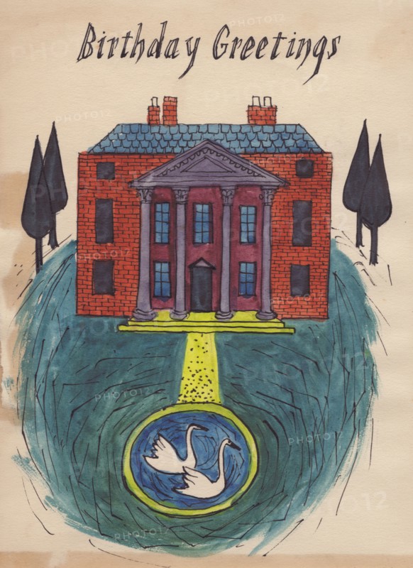 Stately home, birthday card, 1952. Creator: Shirley Markham.