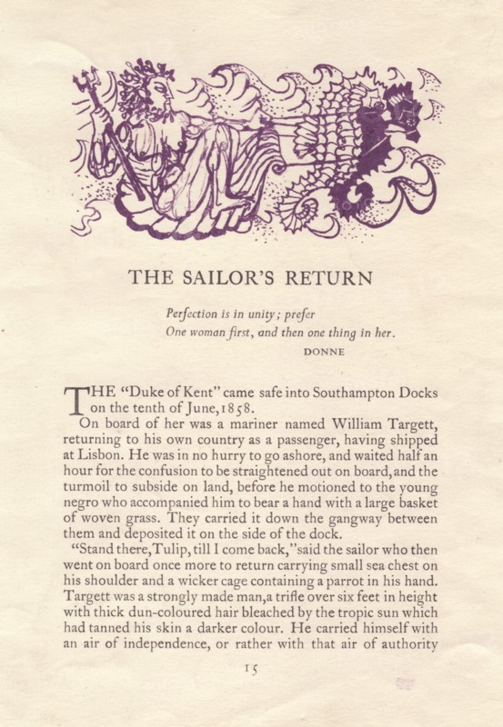 'The Sailor's Return', 1952. Creator: Shirley Markham.