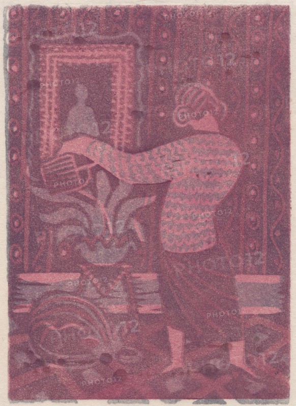 Woman watering plants, c1951. Creator: Shirley Markham.