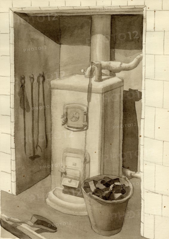 Coal stove, 1951. Creator: Shirley Markham.