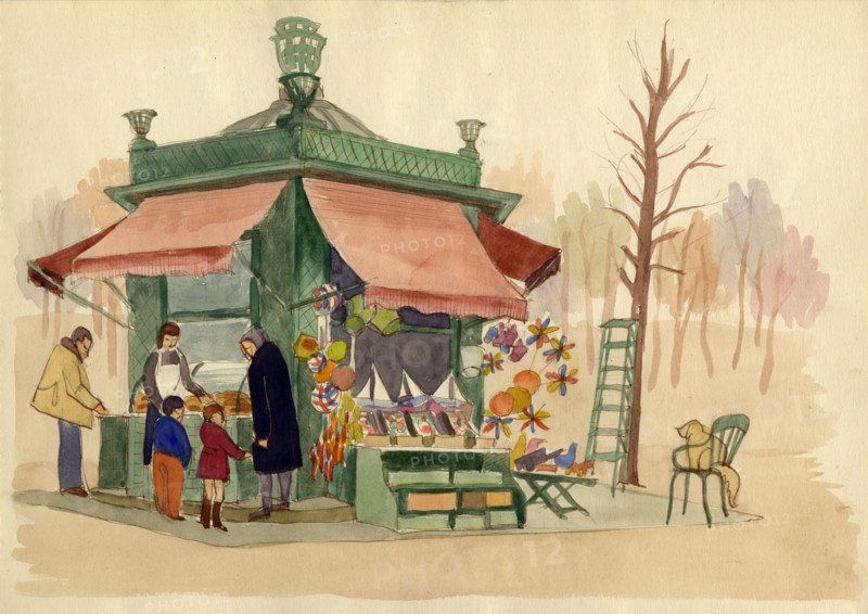Kiosk selling toys, Paris, France, c1951.  Creator: Shirley Markham.