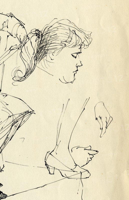 Head, hands and foot detail, 1953. Creator: Shirley Markham.