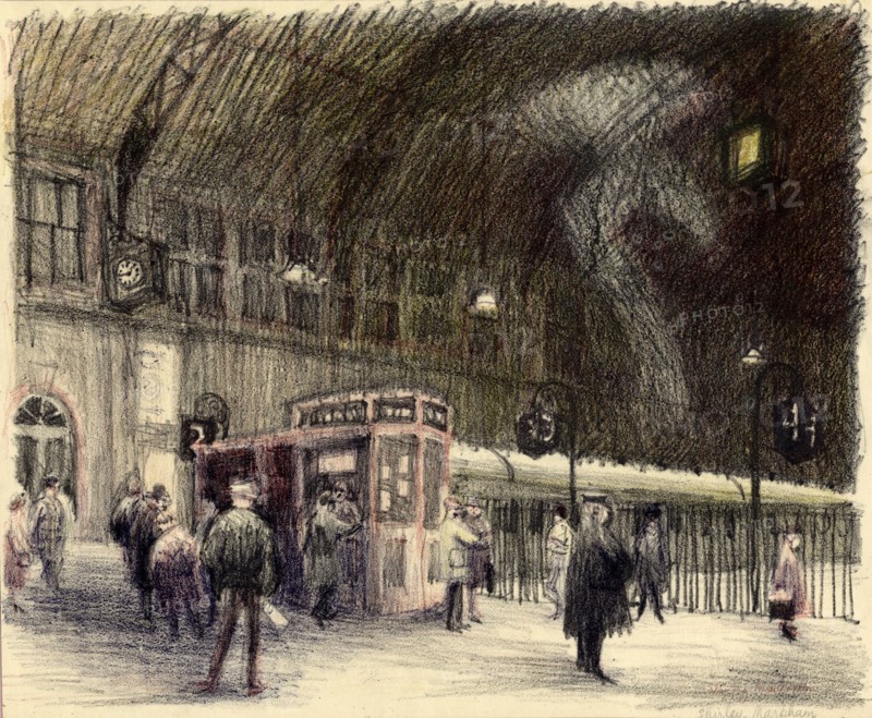 Railway station, 1951. Creator: Shirley Markham.