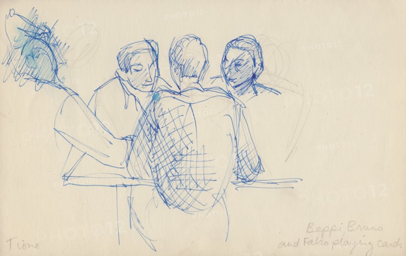 'Beppi, Bruno and Fabio playing cards', c1950.  Creator: Shirley Markham.